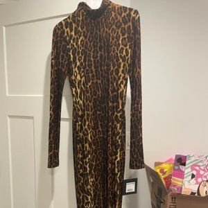 Roll-neck Leopard-print Cotton-blend Jersey